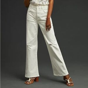 Pilcro/Anthropologie High Rise White Wide Leg Jeans